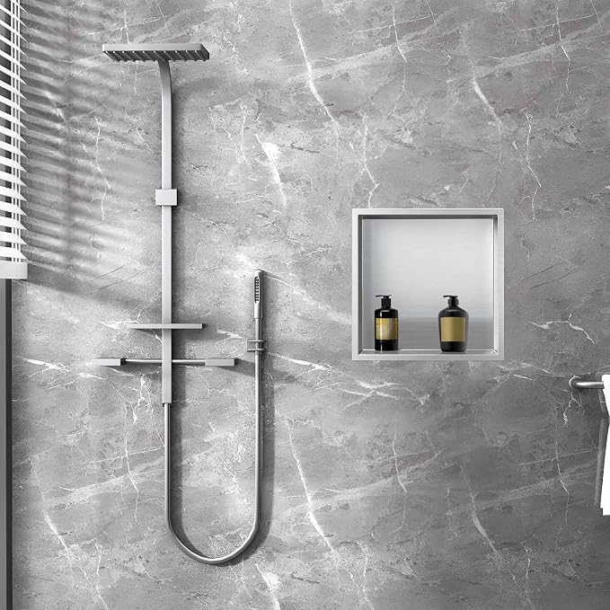 SaniteModar Shower Niche, Stainless Steel Shower Niche 12" X 12" No Tile Needed - Image 2