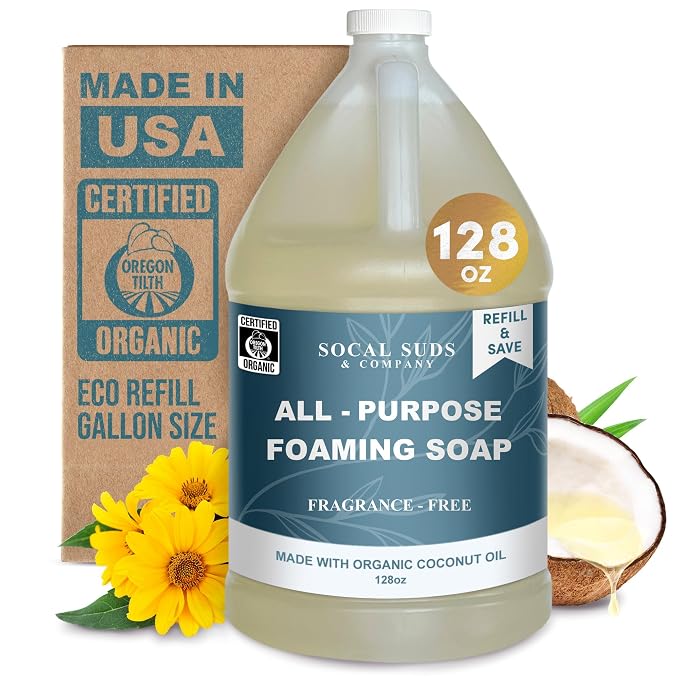 SoCal Suds & Company 128oz Certified Organic Foaming Hand & Body Wash by SoCalSudsCompany