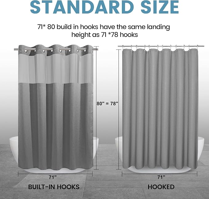 Long No Hook Shower Curtain - Image 7