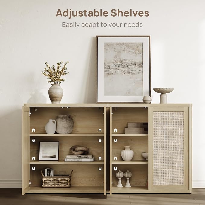 SICOTAS Rattan Buffet Sideboard Storage Cabinet - Image 6