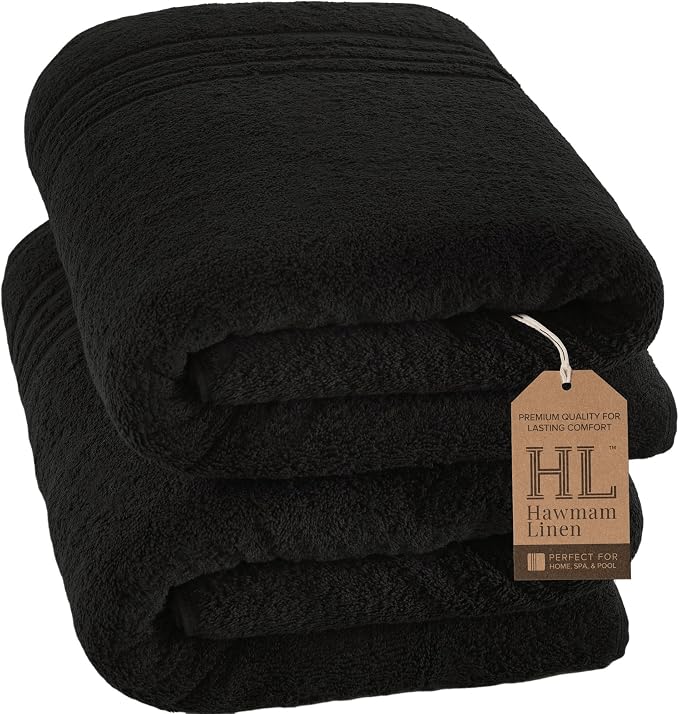 Hawmam Linen Jumbo Large Bath Sheets Towels 2 Pack Soft and Absorbent by HawmamLinen