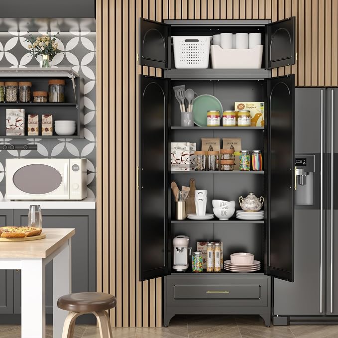 Kitchen Pantry Cabinet，90" Storage Cabinets - Image 3