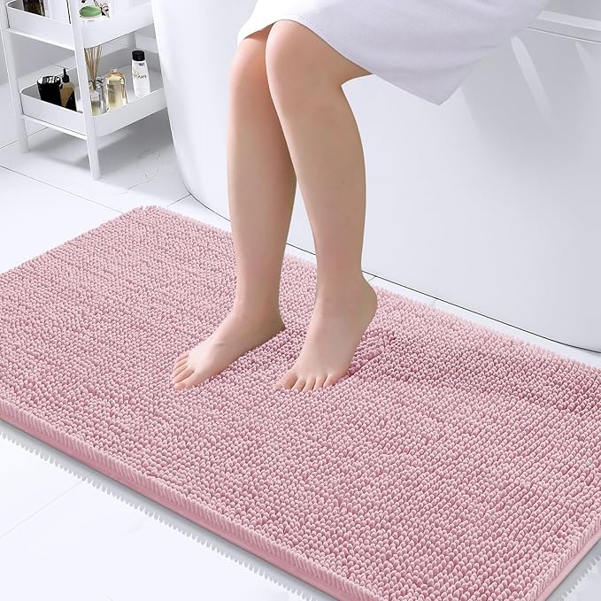 OLANLY Bathroom Rugs 44x24, Extra Soft Absorbent Chenille Bath Rugs, Rubber by OLANLY