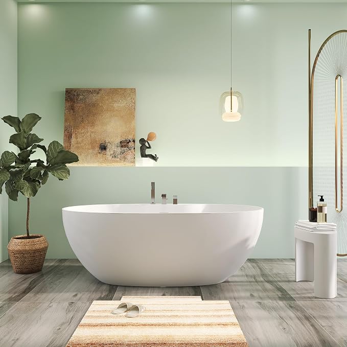 63" Premium Solid Surface Freestanding Bathtub by HIGEINE