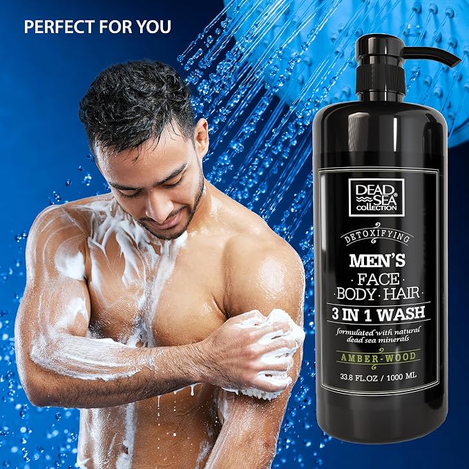 Dead Sea Collection Mens Body Wash 3 in 1 – Amber Wood Body Wash - Image 6