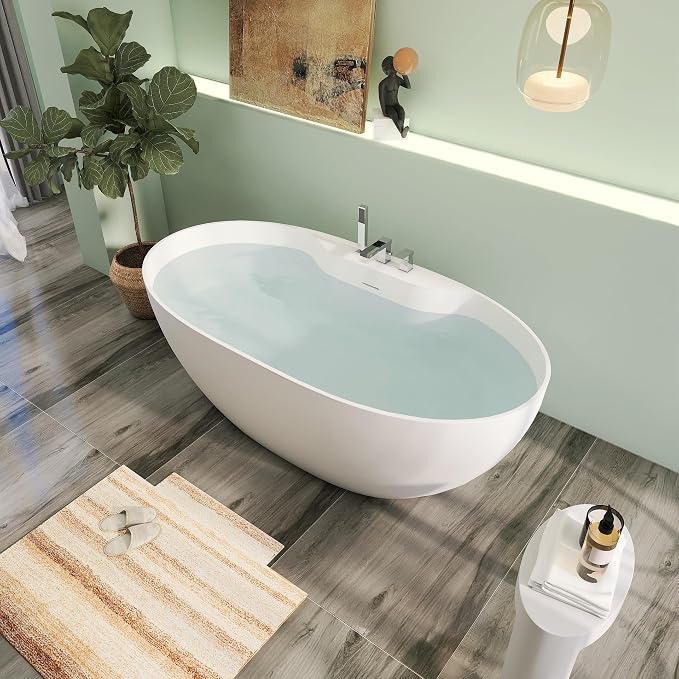 63" Premium Solid Surface Freestanding Bathtub - Image 3