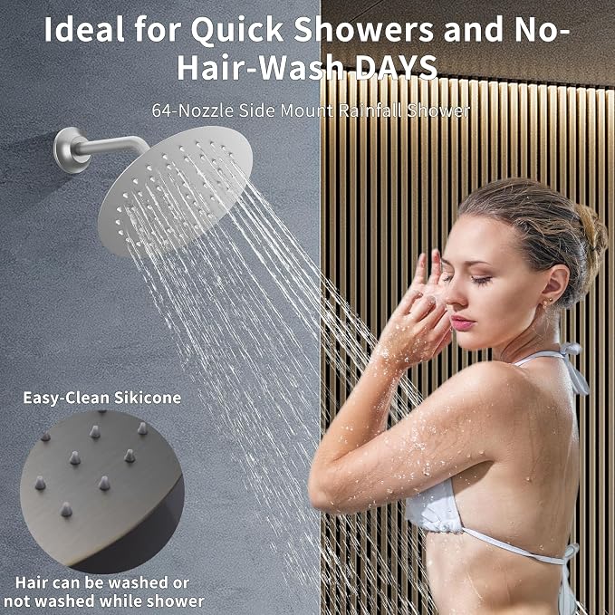 Brushed Nickel Shower System 3-Function Ceiling Shower Faucet Set - Image 4