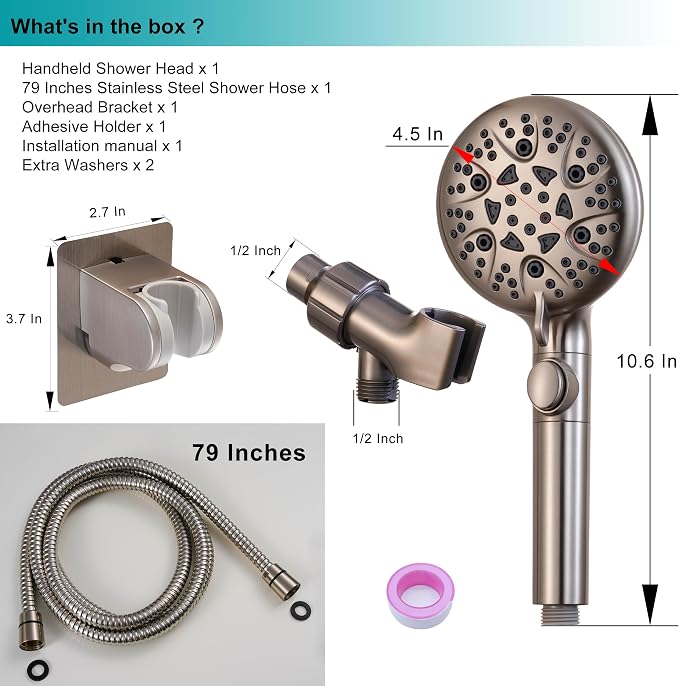 Brushed Nickel Shower Heads Handheld - Image 6