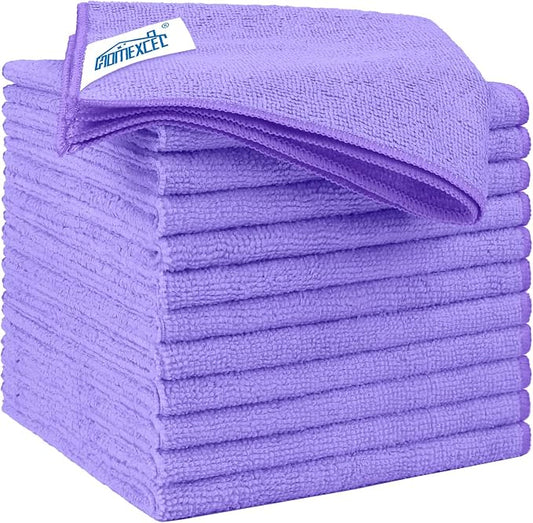 HOMEXCEL Purple Microfiber Cleaning Cloth 12 Pack 12.5 x 12.5 Inch Microfiber by HOMEXCEL