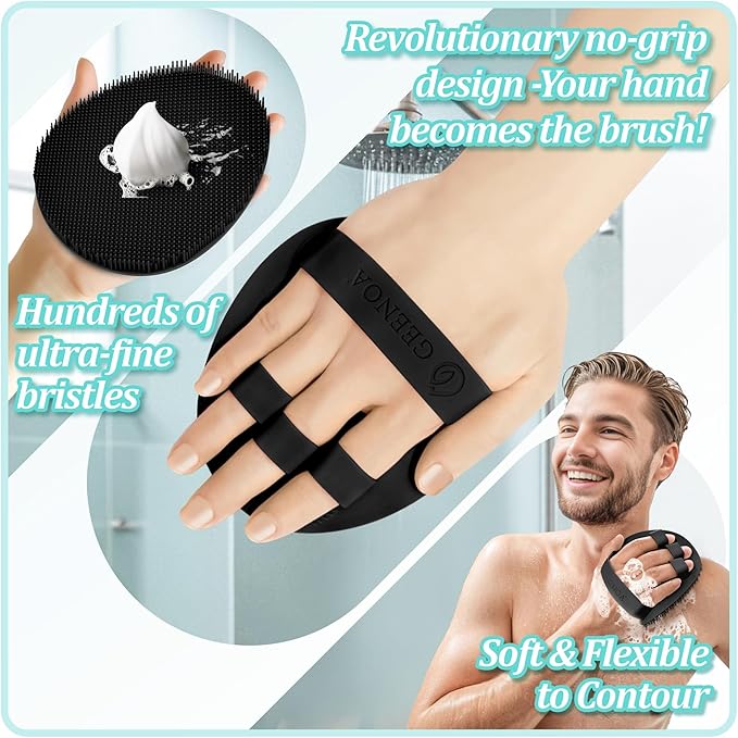 Soft Silicone Bath Glove & Face Scrubber Set 2PCS, 360° Anti-Slip & Hand-fit - Image 6