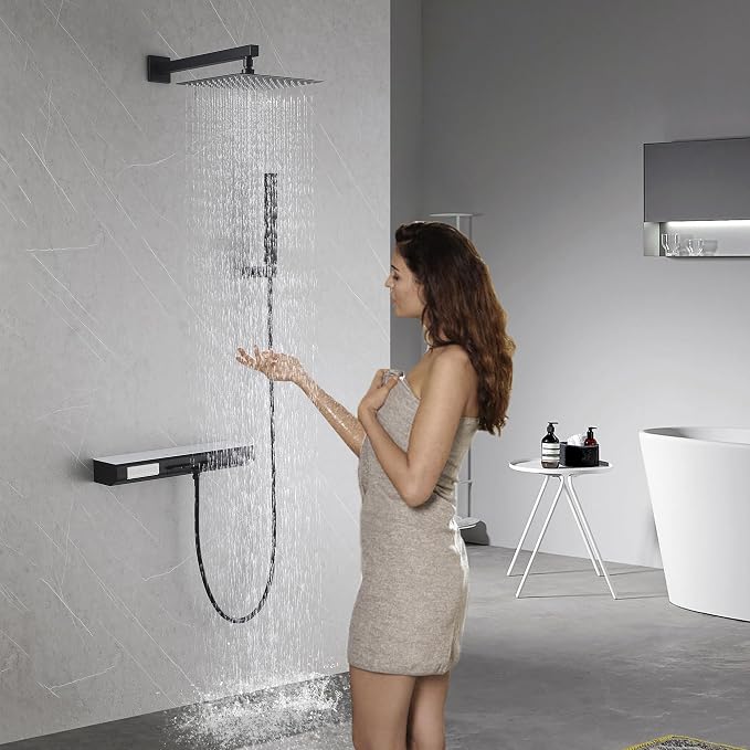 Matte Black Rain Shower System Combo: 10" Wall-Mounted Shower Fixtures - Image 6