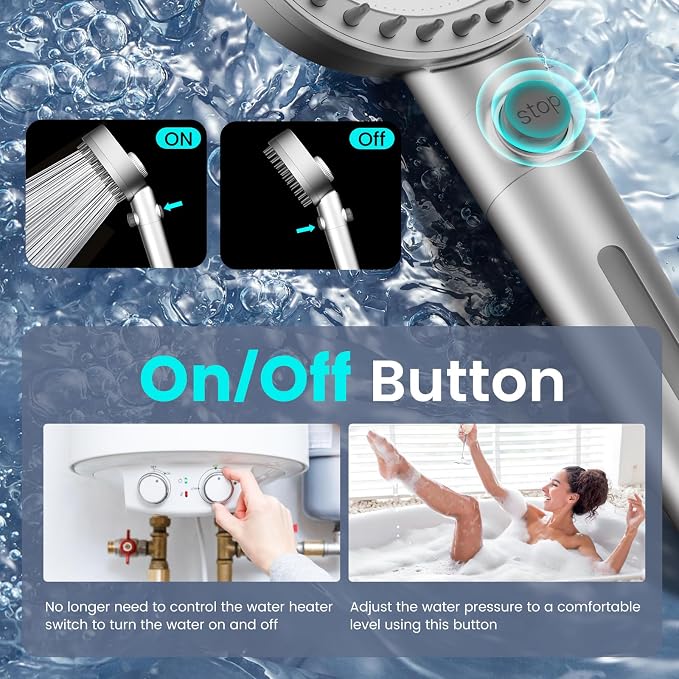 Filtered Shower Head with Handheld, High Pressure 4 Spray Mode Showerhead with - Image 5
