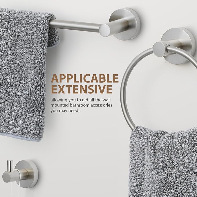 Brushed Nickel Bathroom Hardware Set 4 Piece Towel bar Set, Towel Rack - Image 3