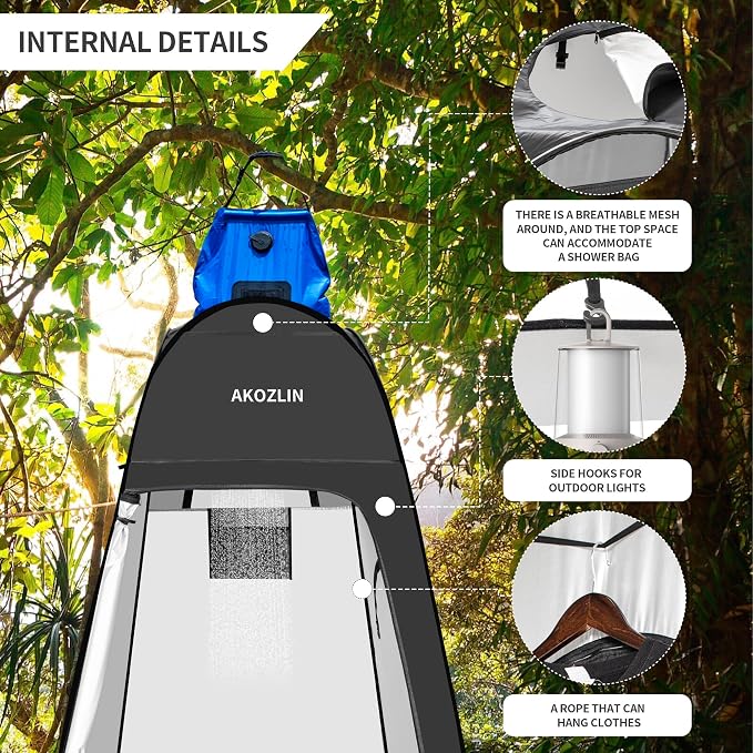 AKOZLIN Portable Pop Up Shower Tent Instant Privacy Dressing Changing Tent - Image 3