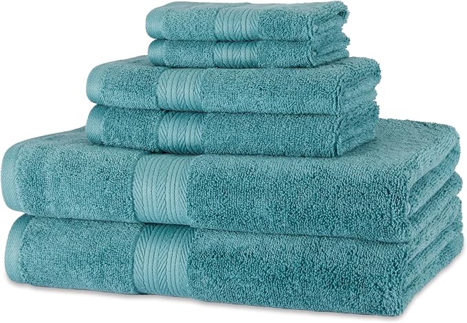 Amazon Basics Fade Resistant Bath, Hand and Washcloth Towel Set, 100% Cotton by AmazonBasics