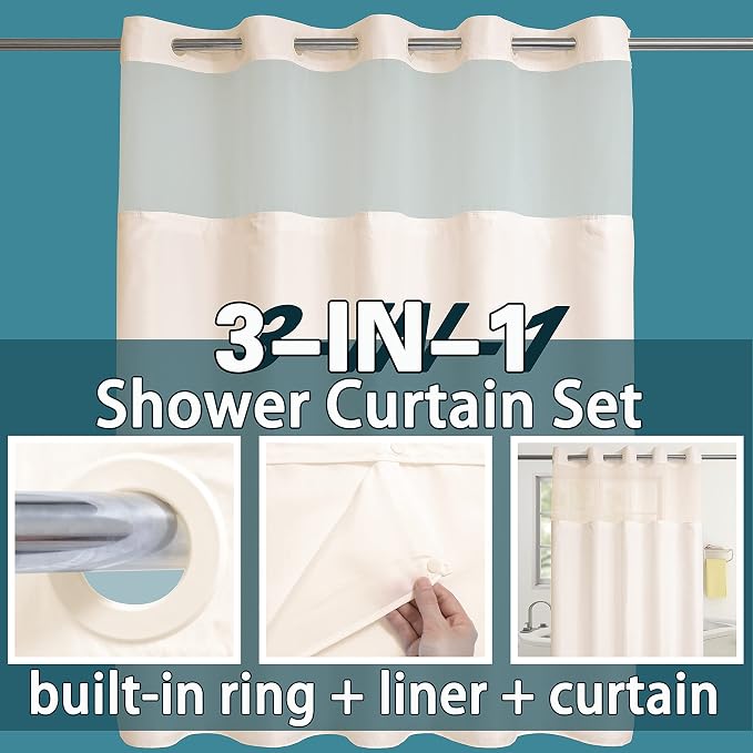 Conbo Mio Extra Long No Hook Shower Curtain - Image 3