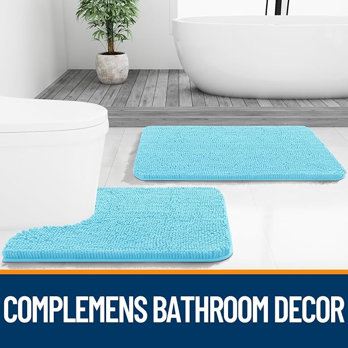OLANLY Bathroom Rugs 47x24, Extra Soft Absorbent Chenille Bath Rugs, Rubber - Image 7