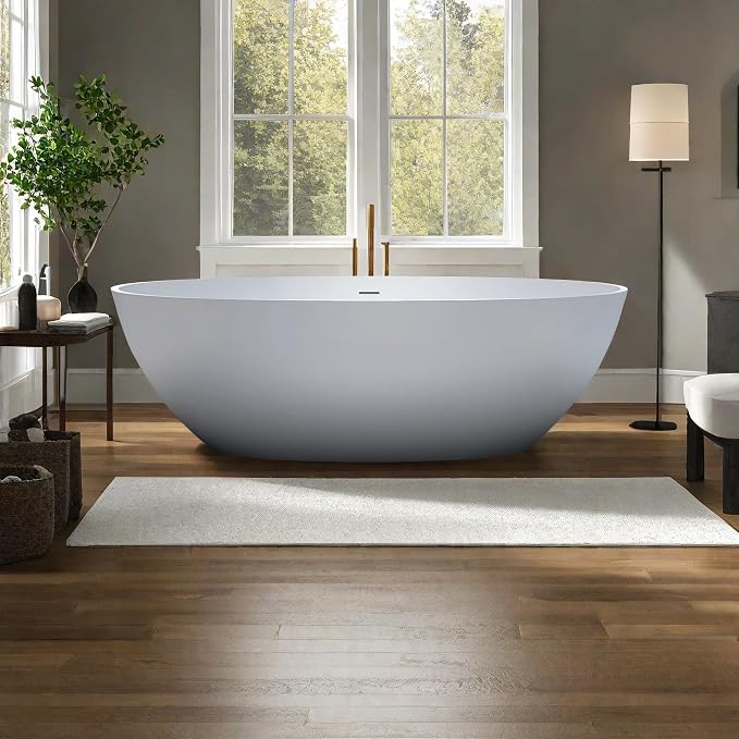 71'' Resin Stone Soaking Bathtub Freestanding Bathtub Solid Surface Modern Tubs by MEDUNJESS