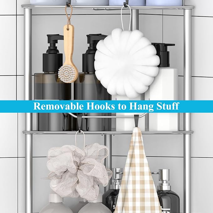 5 Tier Floor Standing Corner Shower Caddy Organizer Shelf - Image 5