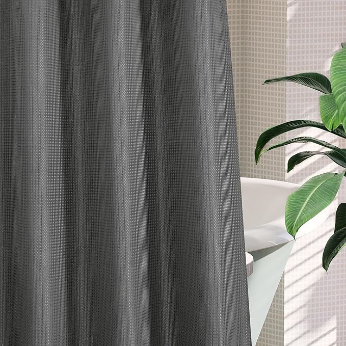 MitoVilla Grey Long Shower Curtain Liner Set 72 x 80, No Hooks Needed 80 inch - Image 5