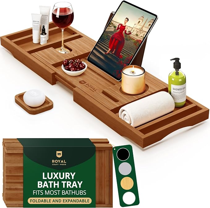ROYAL CRAFT WOOD Premium Foldable Bathtub Tray by RoyalCraftWood
