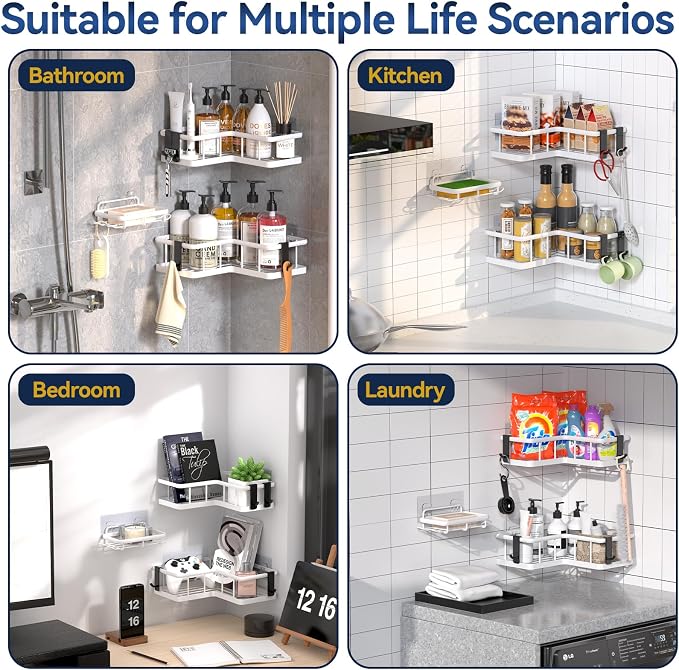 YASONIC Shower Caddy Corner, No Drilling Shower Organizer Corner - Image 9