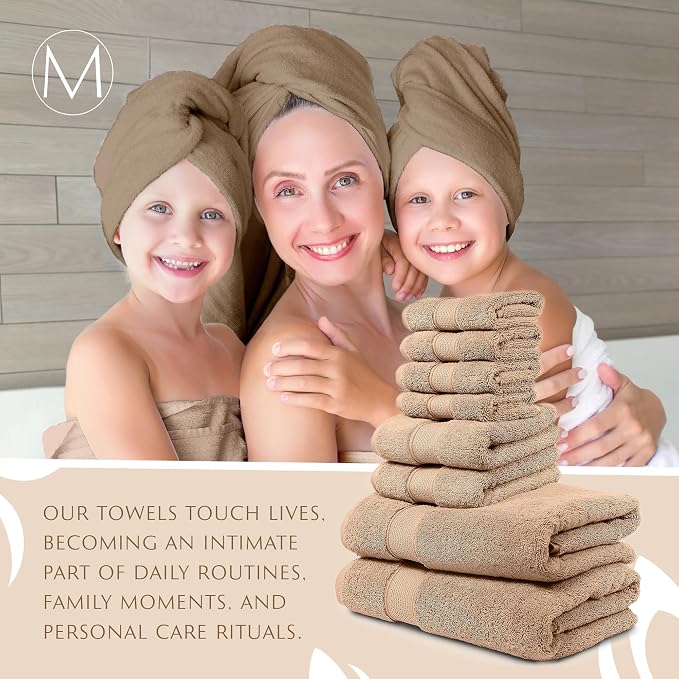 MAURA Biege Bath Towel Set of 8 - Image 4