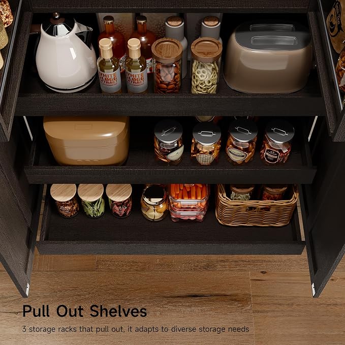 ONBRILL 71" Tall Farmhouse Kitchen Pantry Cabinet - Image 4