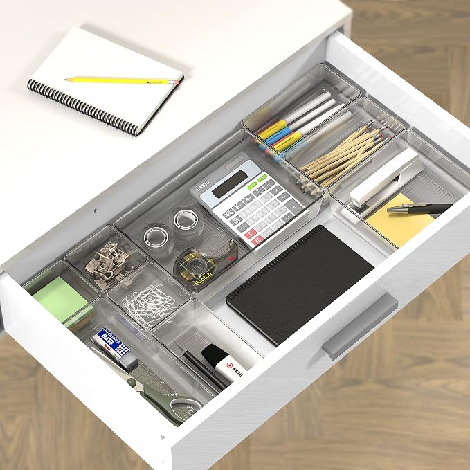 Simple Houseware 30 PCS Clear Plastic Drawer Organizers Set, 5-Size - Image 5