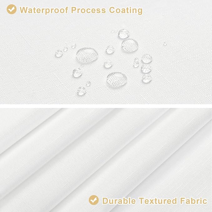 MitoVilla 3 in 1 Shower Curtain Set, Waterproof Fabric Hotel Bathroom Curtain - Image 3