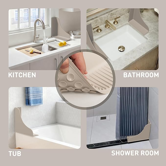 Roslim No-Adhesive 2-Pack All-Silicone Shower Splash Guard - Image 5