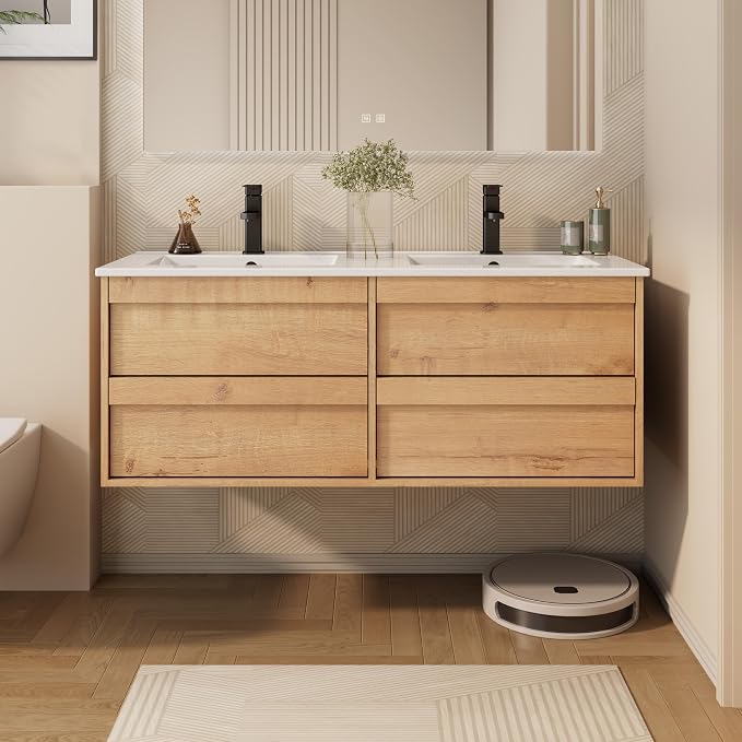 eclife 48" Floating Bathroom Vanity Sink Combo, Wall Mounted Modern Minimalist by eclife