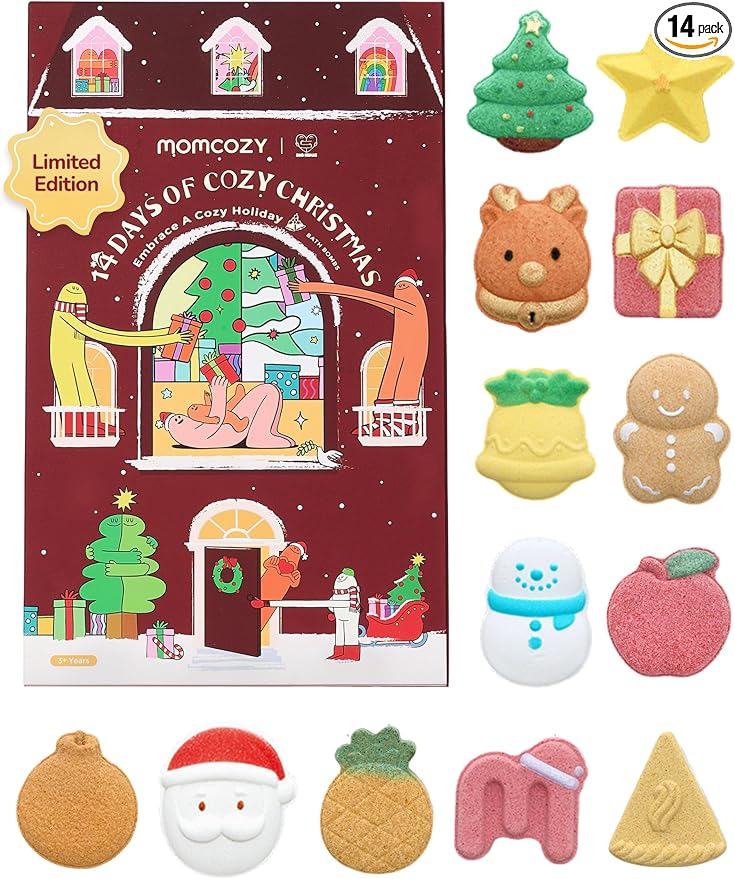 Momcozy & BIG HUGS 14Pcs Christmas Bath Bombs Set of Countdown Calendar Mystery by Momcozy