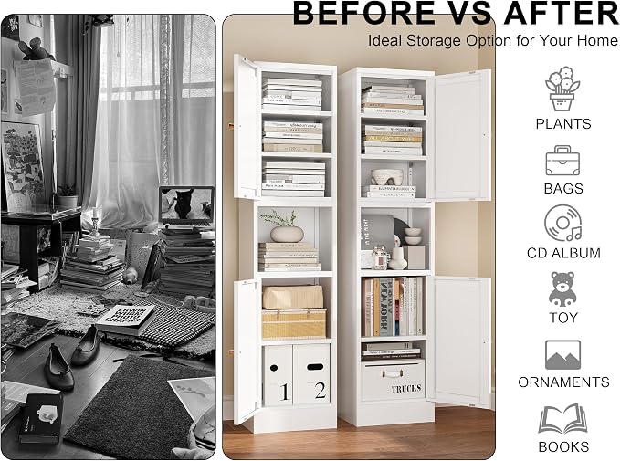 Tall Narrow Storage Cabinet, Metal Pantry Cabinet - Image 7