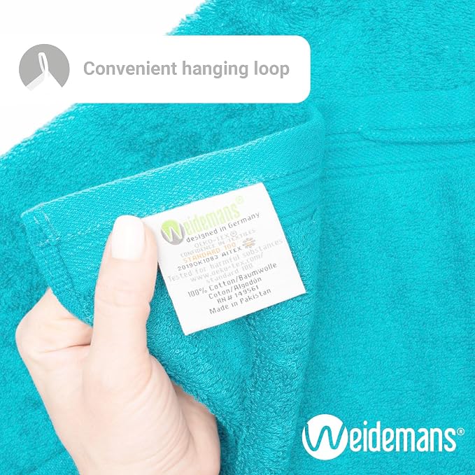 100% Cotton Washcloths Set 13” x 13” | Teal Blue Towels | Set of 12 Ultra Soft - Image 4