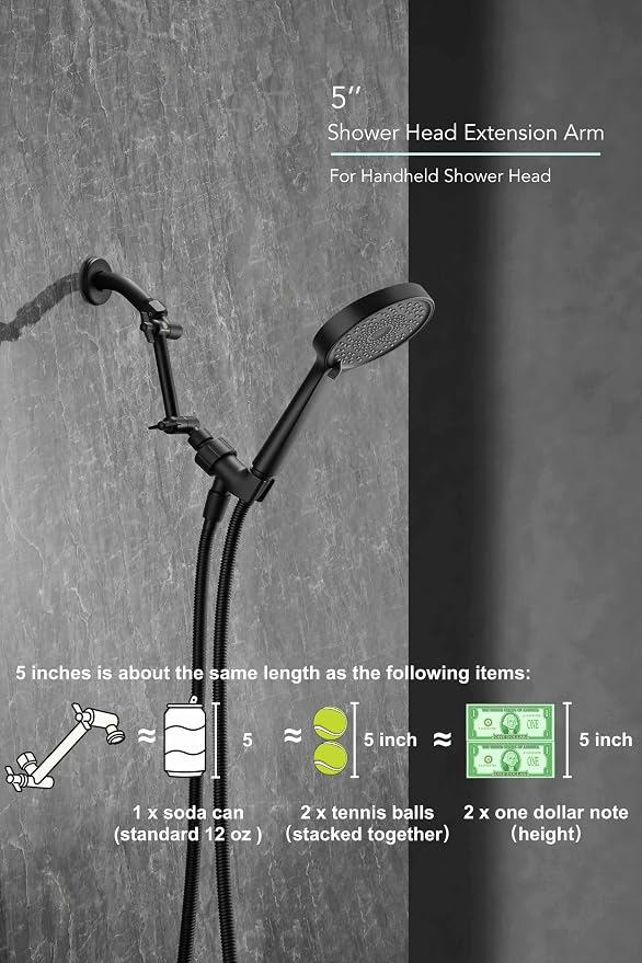 5 Inch Adjustable Shower Head Extension Arm - Image 7