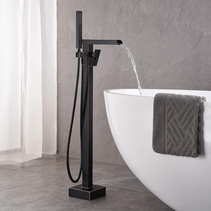 Freestanding Bathtub Faucet Tub Filler Waterfall Single Handle Oil Rubbed - Image 3
