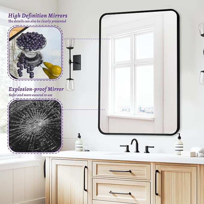 Antok Bathroom Mirror, Decorative Mirrors Vanity Mirror Aluminum Alloy Frame - Image 5