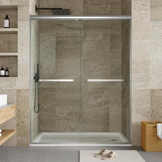 50-60" Adjustable Width x 72" Height Sliding Shower Door, Aluminum Alloy Frame - Image 9