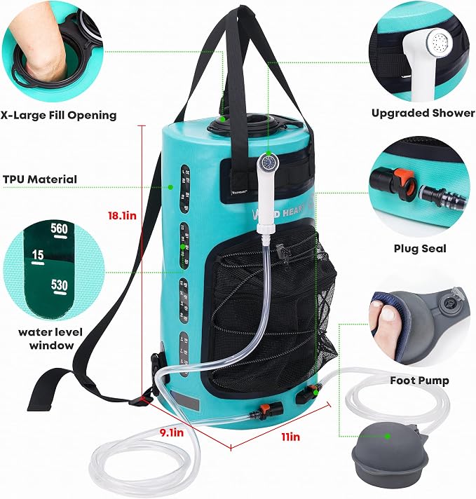 WILD HEART Camping Shower 22L/ 12L Portable Shower - Image 2