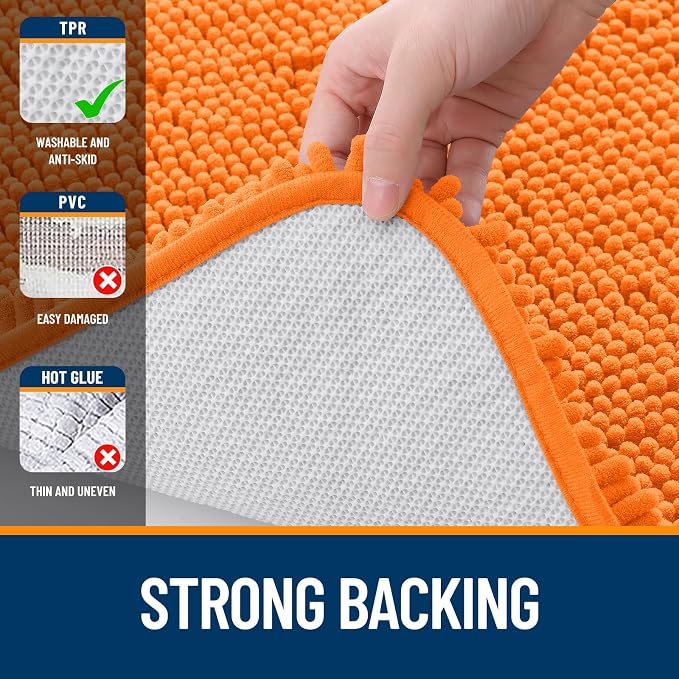 OLANLY Bathroom Rugs 44x24, Extra Soft Absorbent Chenille Bath Rugs, Rubber - Image 6