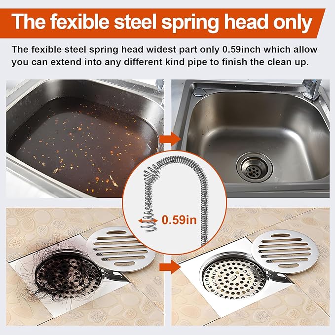 Drain Snake, 25ft Flexible Steel Drain Auger - Image 6