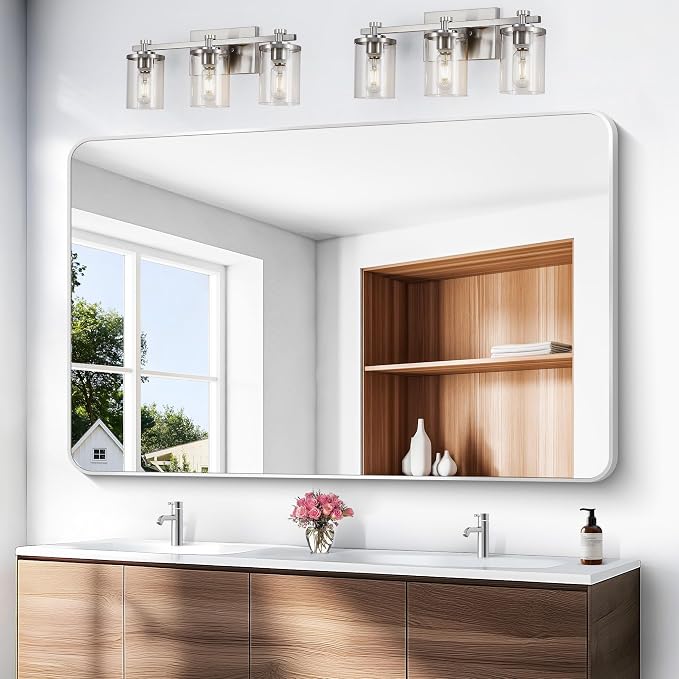 BONEWEI Silver Bathroom Mirror, 60x40 inch Wall Mirror - Image 2