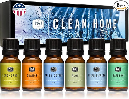 P&J Fragrance Oil Clean Home Set | Lemongrass, Fresh Cotton, Clean & Fresh by PJTrading