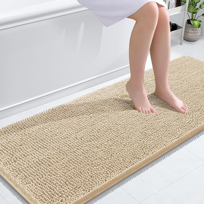 OLANLY Bathroom Rugs 59x24, Extra Soft Absorbent Chenille Bath Rugs, Rubber by OLANLY