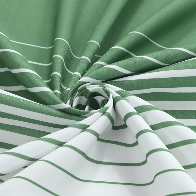 Green Shower Curtain, Sage Green and White Gradient Horizontal Stripe - Image 2