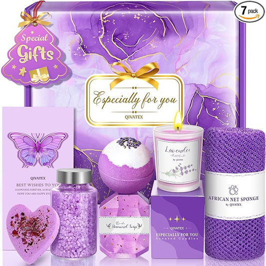 Bath Gift Set for Women, Christmas Stocking Stuffers for Women, Birthday White by Qivatex