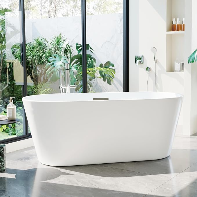 59'' Freestanding Bathtub, Deep Soaking Tub by GarveeHome