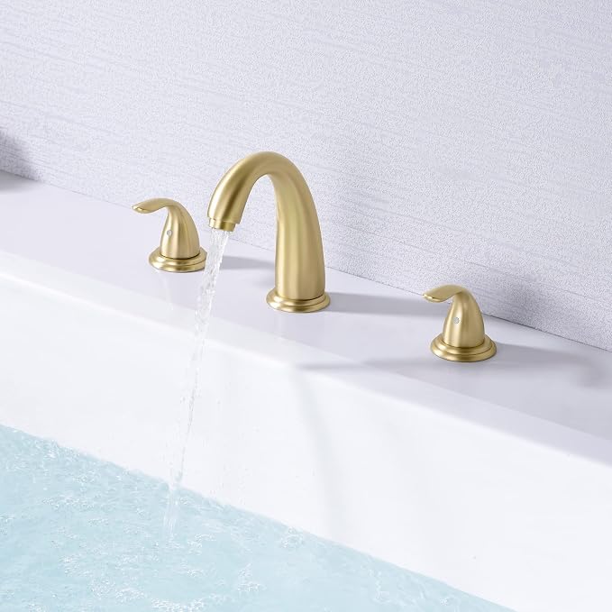 sumerain 3 Hole Roman Tub Faucet Brushed Gold - Image 6