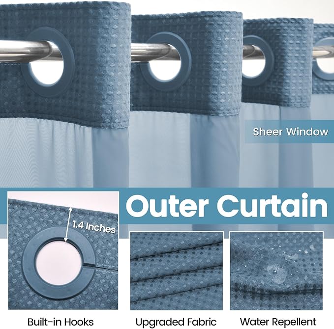 Moonlight Blue No Hook Shower Curtain - Image 5